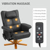 Massage Recliner Chair with Footstool PU Armchair with Adjustable Backrest Black
