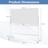 180x90CM Rolling Whiteboard on Wheels Double-Sided Magnetic Whiteboard