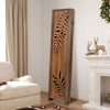 6-Panel Room Divider Privacy Screen with Carved Leaf Pattern-Brown