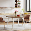 Round Dining Table for 4-6, 47-Inch Farmhouse Kitchen Table with Solid Wood Legs