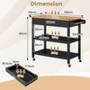 Kitchen Island Dining Room Serving Trolley with 2 Open Shelves-Black
