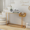 Console Table Faux Marble Top Narrow Hallway Entryway Beside Table W/ Storage