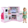 Kids Wooden Pretend Play Kitchen Toy Corner Kitchen Playset-Pink