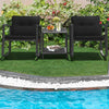 3 Pieces Outdoor Rocking Bistro Set PE Rattan Rocking Chair Set with Cushions