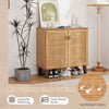Entryway Freestanding Storage Cabinet 4-Tier Shoe Rackw/Shelves-Teak
