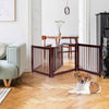 Indoor 3 Panels Step Over Fence Wooden Dog Gate 207 x 61 CM