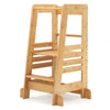Bamboo Kids Standing Tower Step Stool w/Height Adjustable Platform-Natural