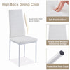 4pcs High Back White Faux Leather Dining Chairs Metal Legs Dining Room Kitchen