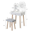 Small Vanity Desk Set with 3 Adjustable Lighted Mirror and Storage Shelf White