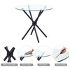 4x Black Faux Leather Dining Chairs&Round Tempered Glass Black Legs Dining Table