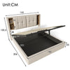 Ottoman Storage Linen Fabric Upholstered Bed Frame 5ft King Bed with Headboard