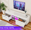 High Gloss White TV Stand Cabinet Unit Doors Storage with RGB LED Cupboard