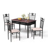 5PCS Dining Table & Chair Set Breakfast Bar Kitchen Furniture with Padded Seat