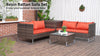 4Pcs Patio Rattan Sofa Garden Furniture Set with Table Cushions Orange