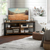 Corner TV Stand Cabinet, 50" TV Unit with Storage Shelves, Rustic Brown
