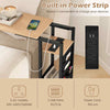 Bedroom End Table Couch Side Table w/Storage Pocket & Lockable Casters-Grey