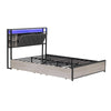 4ft6 Double Bed Metal Bed Frame with Drawers Storage Headboard and LED Lighting