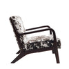 Cow Print Accent Chair Modern Armchair with Walnut Solid Wooden Frame & Armrest