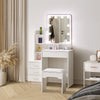 Dressing Table with LED Lights Vanity Makeup Table with 4 Storage Drawer Stool