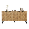 Slim Sideboard 150x35x78cm, 4 Doors Geometric Design, Living Bedroom Storage