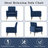 Armchair Blue Linen Fabric Tufted Back Metal Legs Upholstered Accent Chair