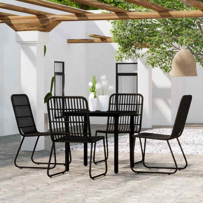 5 Piece Garden Dining Set Black vidaXL