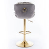 Bar Stools Set of 2 Adjustable Height 360° Swivel Tufted Pub Bar Chairs Grey