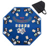 Anti-Slip Blackjack Board Game Mat 120CM 8-Player Foldable Poker Table Top-Blue