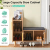 Shoe Bench with Cushion Storage Cabinet for Living Room Natural