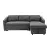 Modern Linen Corner Sofa Bed with Storag 3 Seater Pull Out Sofa Bed Dark Grey