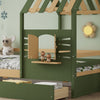 Wooden House Bed with 2 Storage Drawers & Slatted Frame 3ft Single Canopy Bed