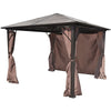 Alu Gazebo with Brown Side Curtain 300 x300cm Weather-resistant Patio Garde U6U7