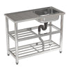 Catering Sink Commercial Shelves Steel Kitchen Work Table 1.0 Bowl Drainer Unit