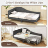 Single Size Upholstered Daybed Sofa Bed Frame Adjustable Foot Pads-Grey
