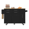 Kitchen Storage Trolley Rolling Island Cart with Drop Leaf Countertop, Cabinet
