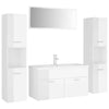 Bathroom Furniture Set High Gloss White Engineered Wood
