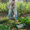 Garden Patio Rolling Lawn Aerator Roller Spike Soil Aeration Rotary Tine Roller