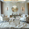 FATIVO Large Round Mirrored Coffee Table Beveled Bling Crushed Diamond End Table
