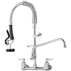 VEVOR Commercial Kitchen Pre-Rinse Faucet Spray Tap Arm Twin Pedestal 21" Height