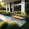 WOODEN GARDEN BENCH SEAT WITH CAST IRON LEGS WOOD FURNITURE OUTDOOR 124x60x83cm