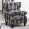 Upholstered Tartan Check Fabric High Back Wing Back Chair Armchair Fireside Sofa