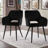 Set of 2 Armchairs Dining Chairs with Arms Velvet PU Faux Leather Chairs Kitchen