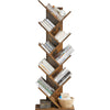 Tree Bookshelf 9 Tier Free Standing Tree Wood Shape Desk Bookcase Display Rack