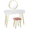 White Dressing Table Vanity Makeup Table Set with Mirror 3 Drawers Stool Bedroom