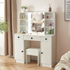 White Dressing Table LED Mirror 3 Drawers Stool Vanity Makeup Desk Set Bedroom