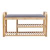 Bamboo Shoe Bench Shoes Storage Rack Organiser Cushion Padded Seat Hallway Stool