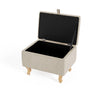 Rectangle Fabric Ottoman Storage Chest Padded Footstool Pouffe Chair Bench Trunk