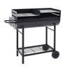 57cm Charcoal Grill BBQ with Thermometer, Stand Wheels& Cooker with Porcelain