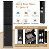 Freestanding Bathroom Storage Cabinet with 3 Open Shelves & Door Cabinet Black