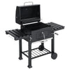 Charcoal Barbecue Grill Trolley Outdoor Garden BBQ Smoker Stand with Side Table